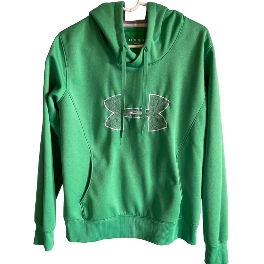 Under Armour Cold Gear Semi Fitted Green Hooded Sweatshirt Womens XL